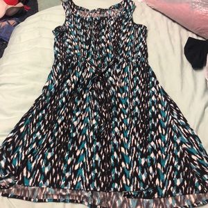 Multi colored black/white/teal dress size m